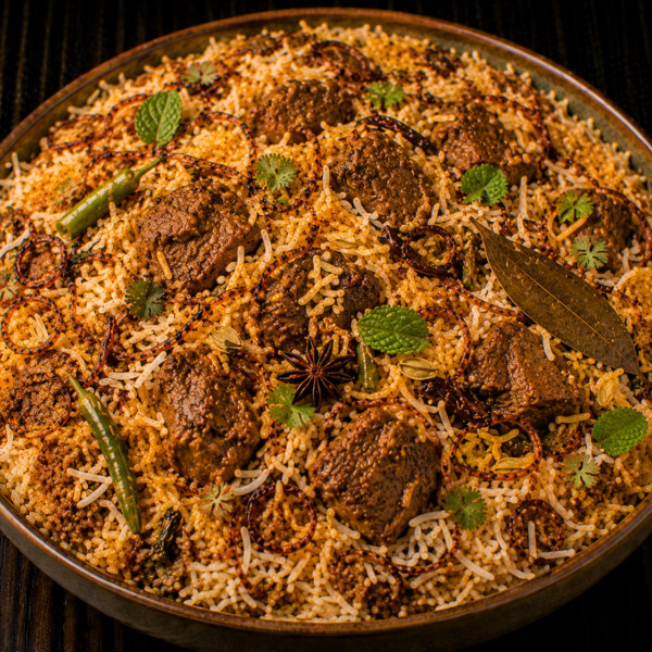 Hyderabadi Kachi Gosht ki Mutton Biryani