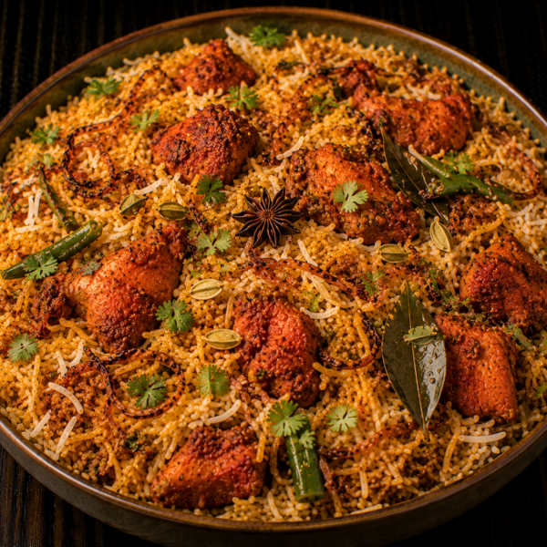 Spice-Infused Chicken 65 Biryani