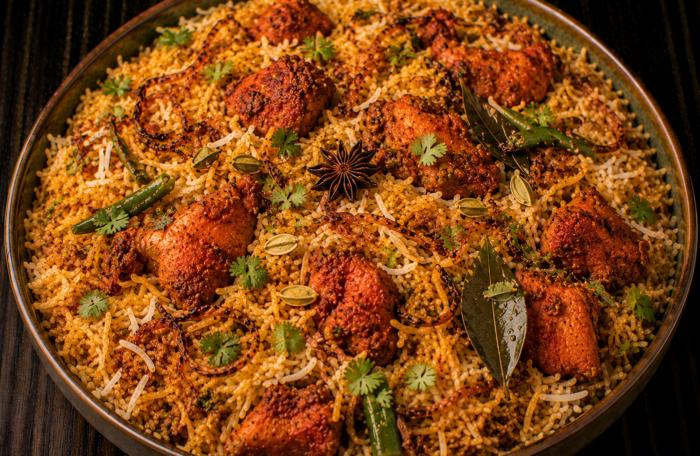 Spice-Infused Chicken 65 Biryani